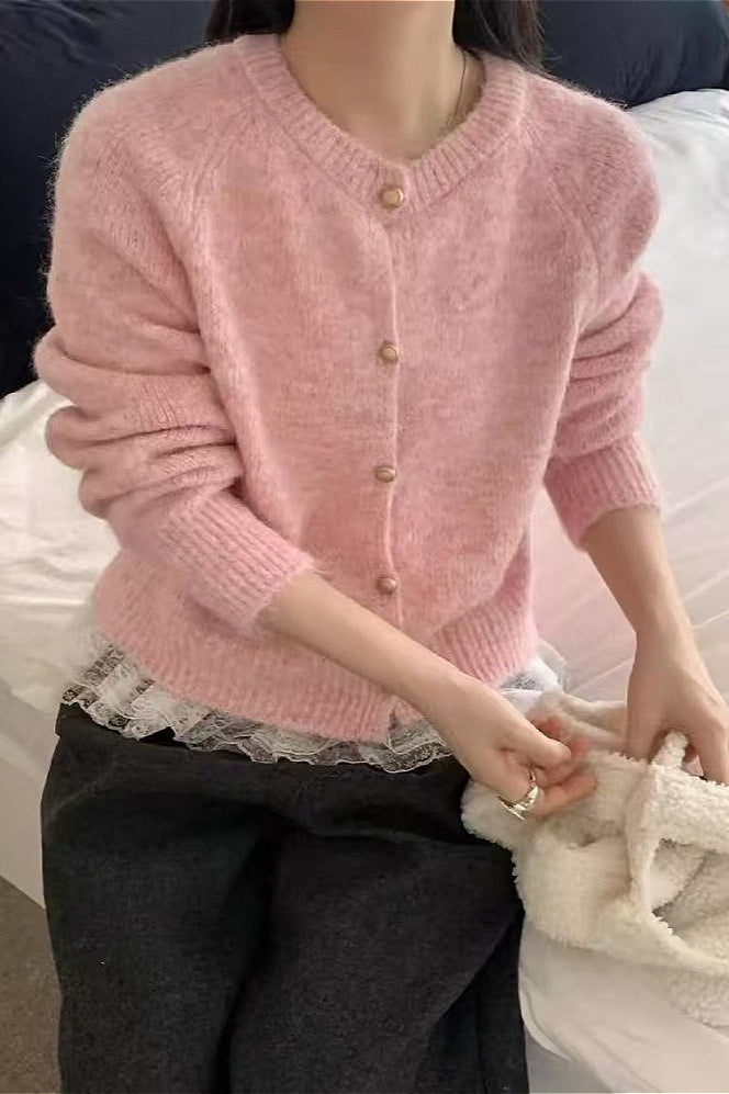 Loose Soft Gentle-Style Solid Knit Cardigan