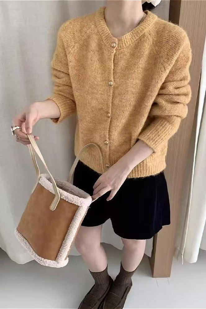 Loose Soft Gentle-Style Solid Knit Cardigan