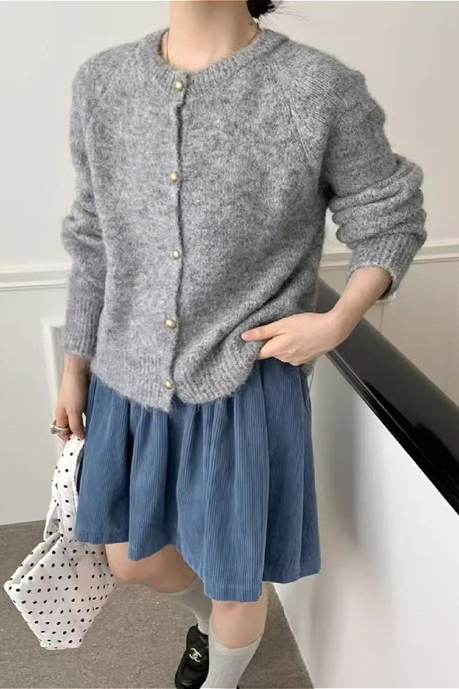 Loose Soft Gentle-Style Solid Knit Cardigan