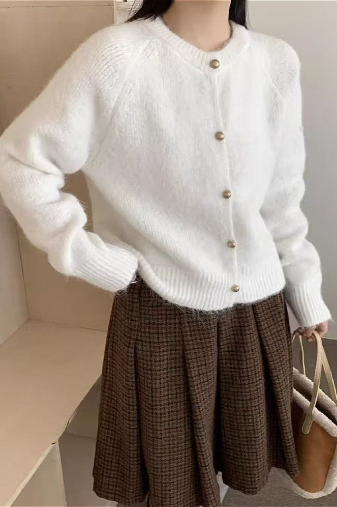 Loose Soft Gentle-Style Solid Knit Cardigan