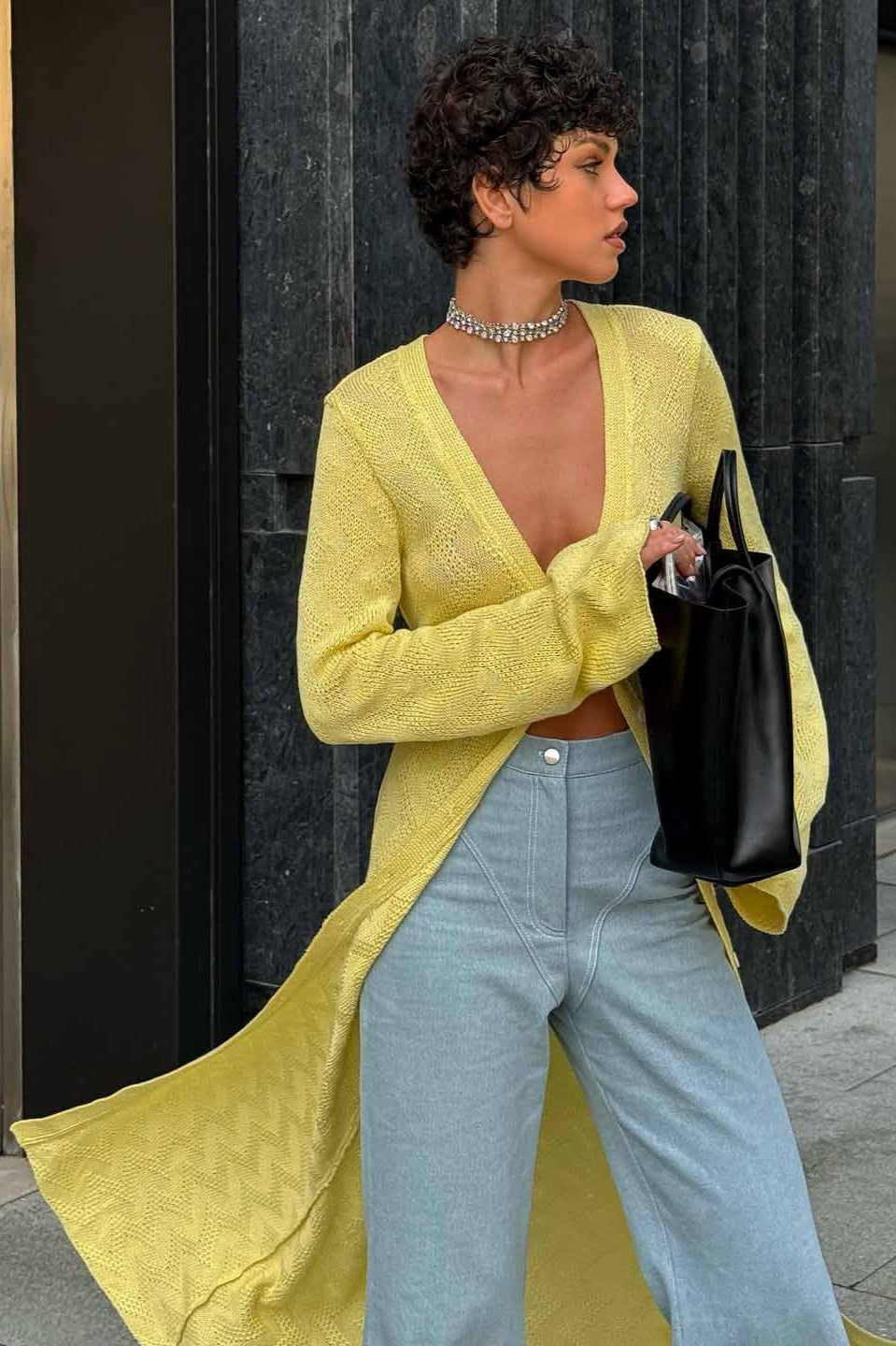 Lazy-Style Printed Loose Knit Cardigan